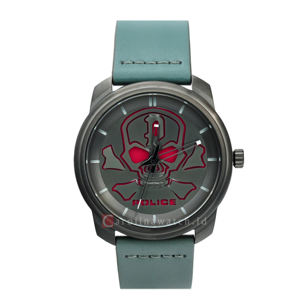 Jam Tangan Police Bleder PL15714JSU/61 Men Grey Dial Grey Leather Strap