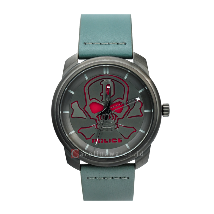 Jam Tangan Police Bleder PL15714JSU/61 Men Grey Dial Grey Leather Strap