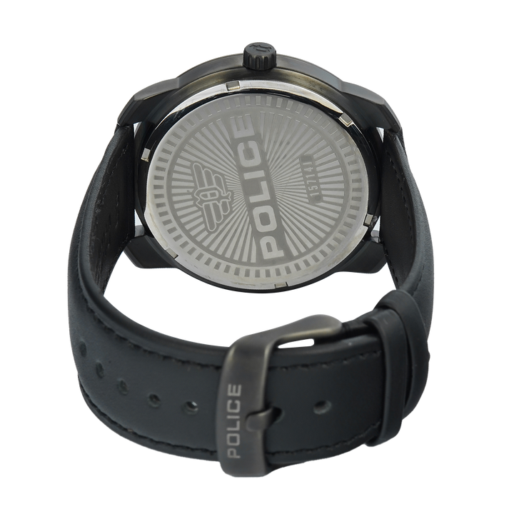 Jam Tangan Police Bleder PL15714JSU/61 Men Black Dial Black Leather Strap