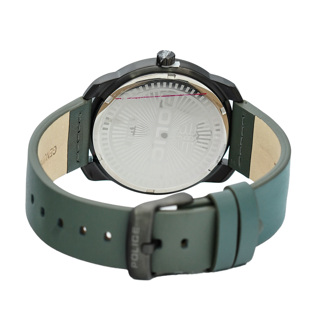 Jam Tangan Police Bleder PL15714JSU/61 Men Grey Dial Grey Leather Strap