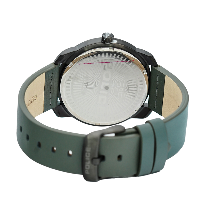 Jam Tangan Police Bleder PL15714JSU/61 Men Grey Dial Grey Leather Strap