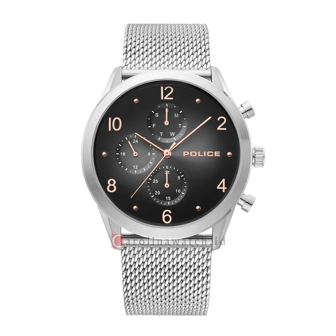 Jam Tangan Police PL15922JS/02MM Men Black  Dial Stainless Steel Strap