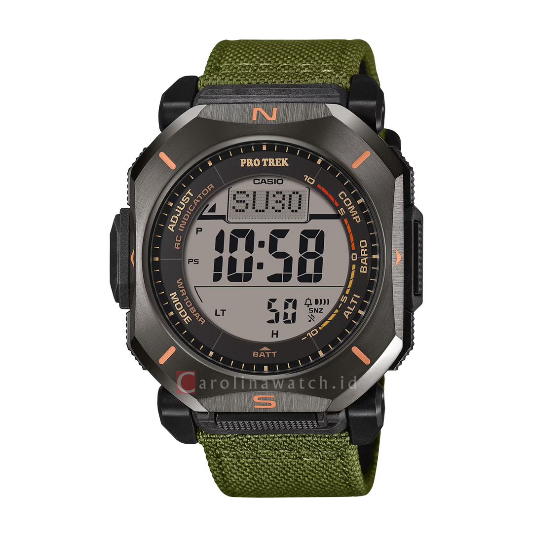 Jam Tangan Casio Pro Trek PRW-69YB-3D Men Digital Dial Green Cloth Band