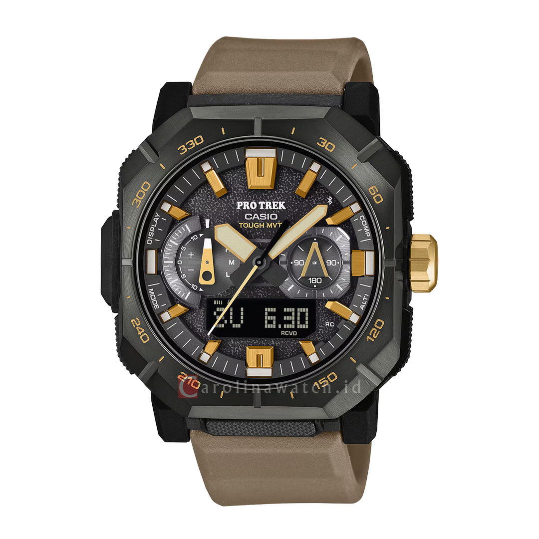 Jam Tangan Casio Pro Trek PRW-B1000-5D Men Black Dial Brown Resin Band