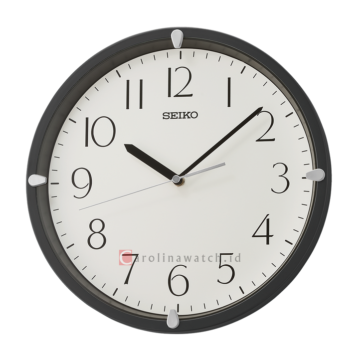 Jam Dinding SEIKO Analog QHA007J Quite Sweep White Dial Matt Black Case Decorator Wall Clock