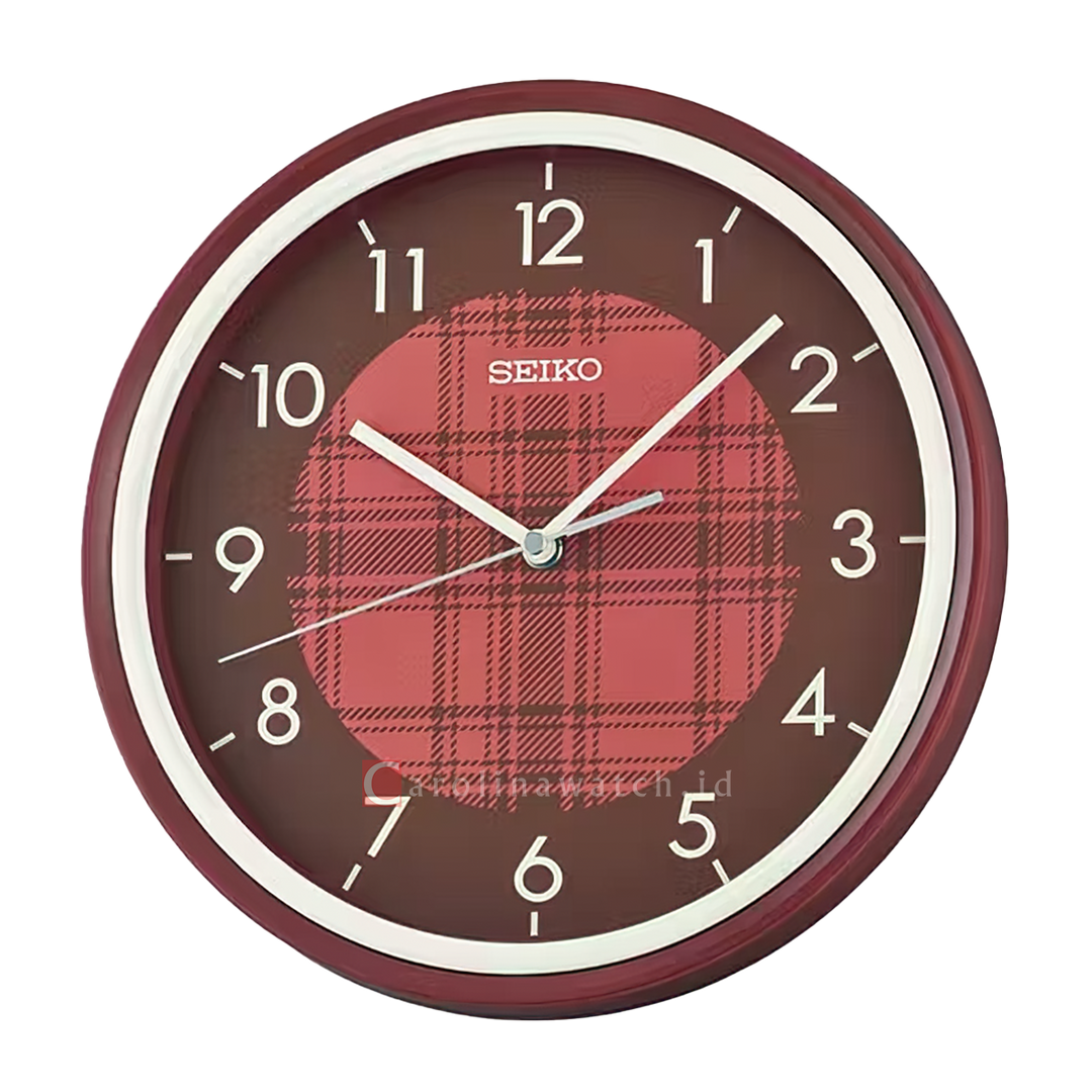 Jam Dinding SEIKO Analog QHA016R Red Color Red Dial Wall Clock