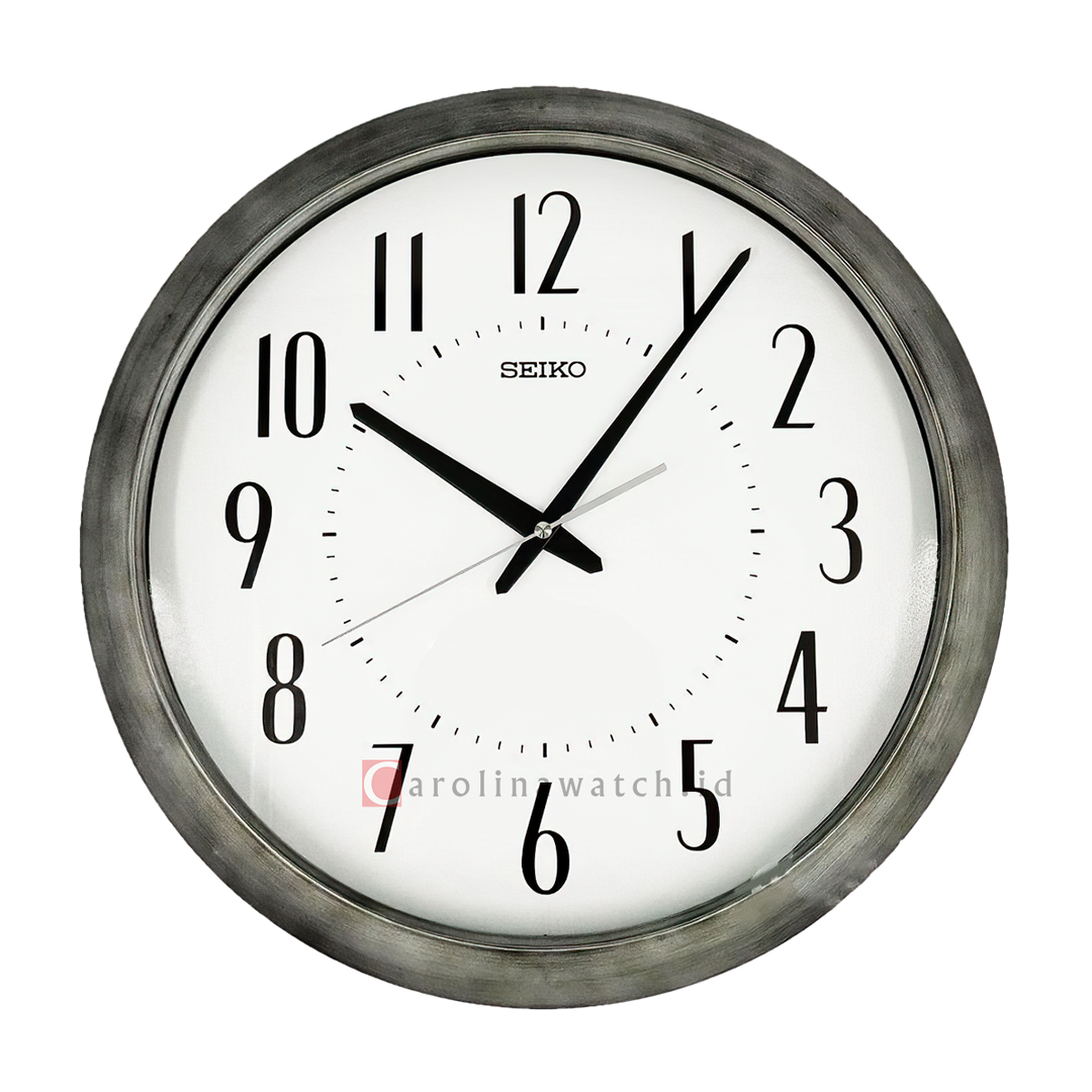 Jam Dinding SEIKO Analog QXA598S Quite Sweep Silver Color White Dial Wall Clock