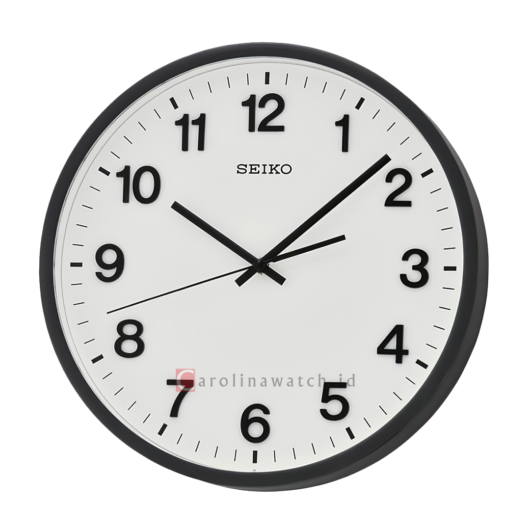 Jam Dinding SEIKO Analog QXA640K Quite Sweep Black Color White Dial Wall Clock