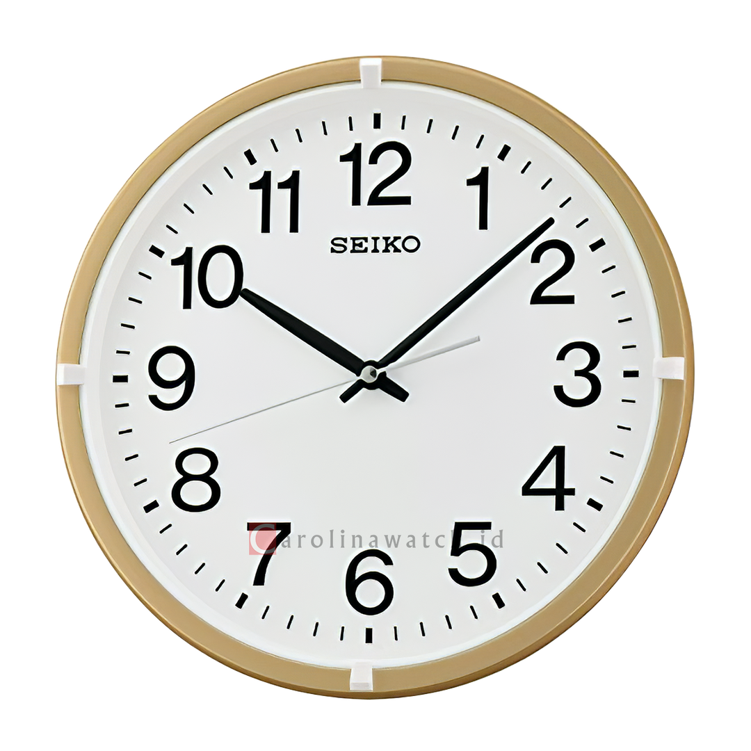 Jam Dinding SEIKO Analog QXA652G Pearlised Gold Color White Dial Wall Clock