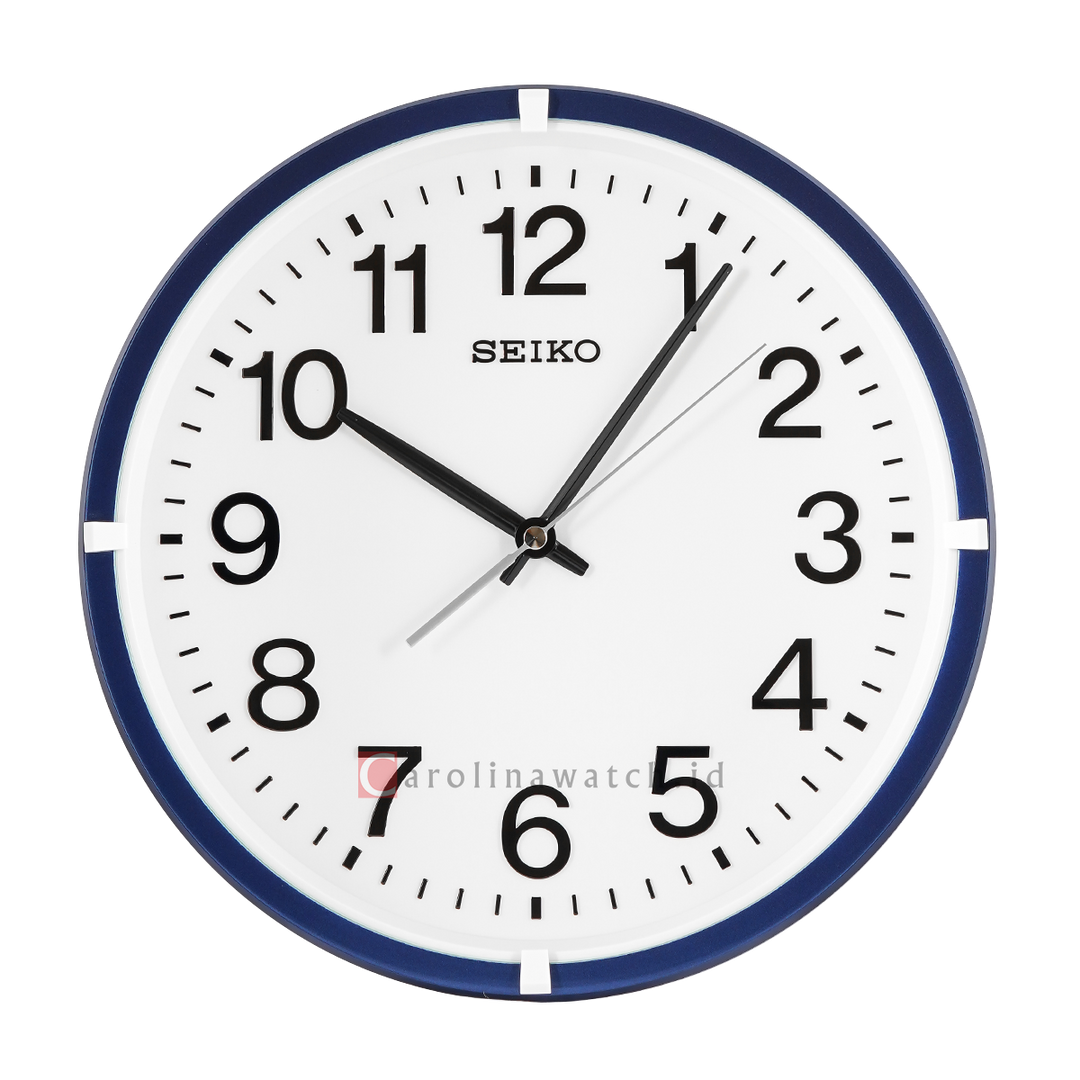 Jam Dinding SEIKO Analog QXA652L Metallic Blue Color White Dial Wall Clock