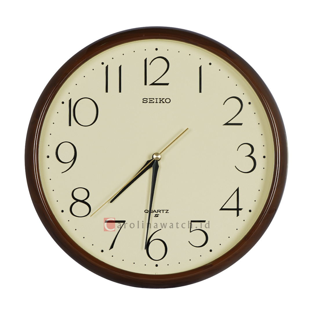 Jam Dinding SEIKO Analog QXAB Brown Color Beige Dial Wall Clock