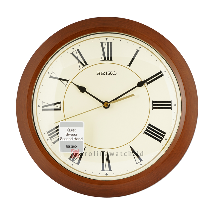 Jam Dinding SEIKO Analog QXA713T Quite Sweep Brown Color Cream Dial Decorator Wall Clock