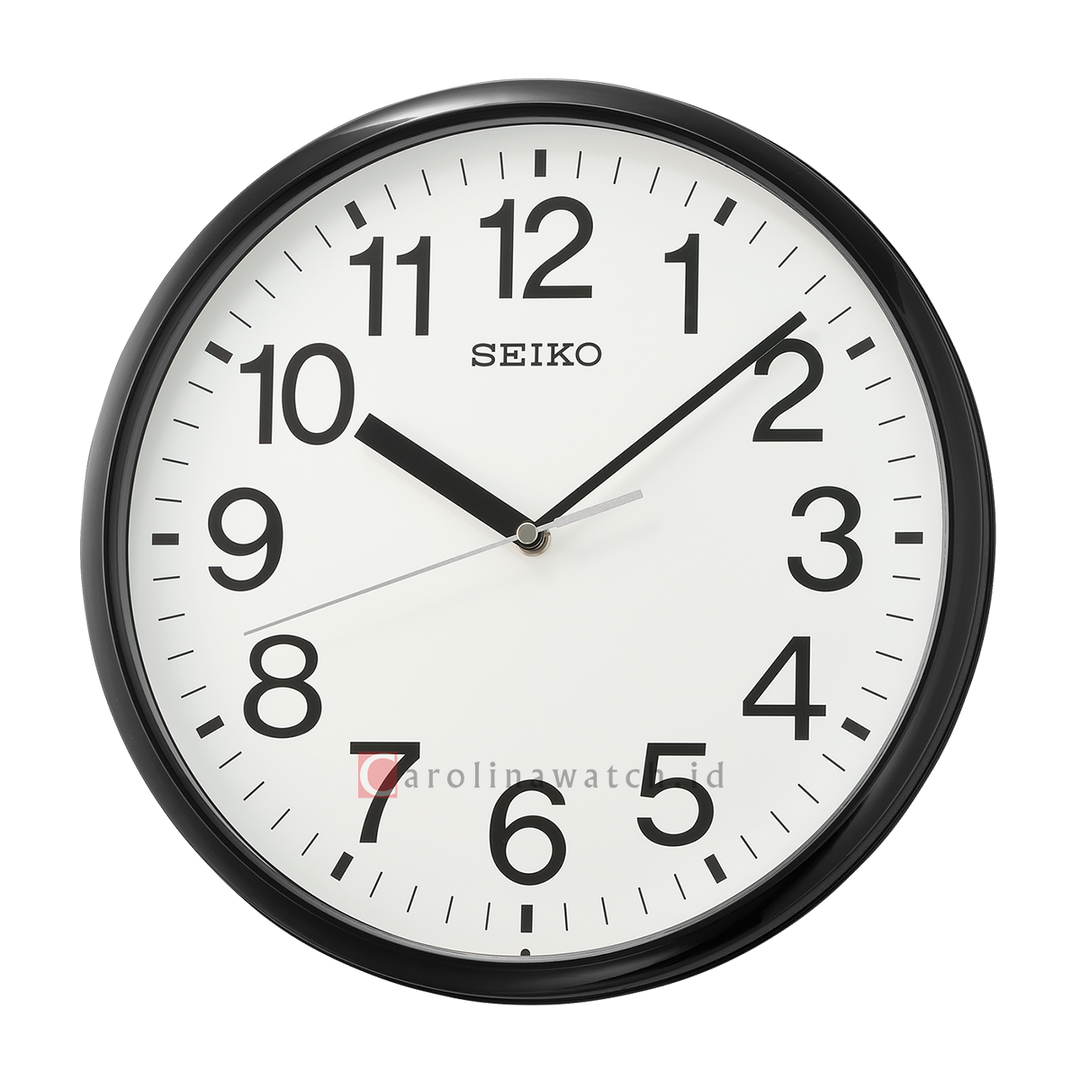 Jam Dinding SEIKO Analog QXA756K Black Color White Dial Wall Clock
