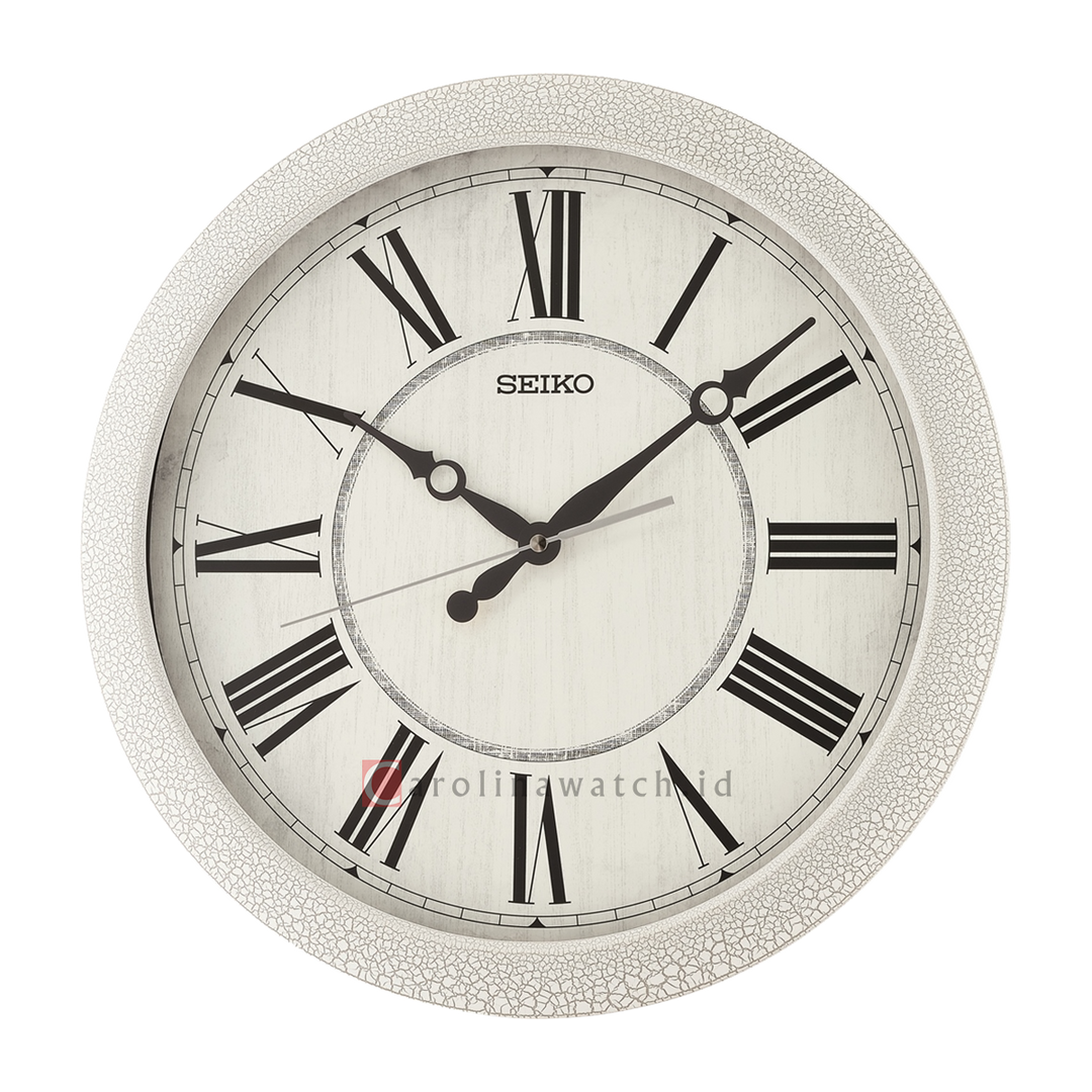 Jam Dinding SEIKO Analog QXA815W Quite Sweep White Pattern Color White Dial Wall Clock