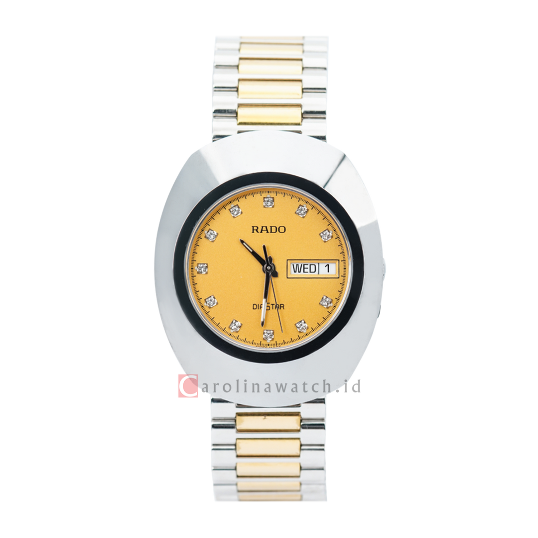 Jam Tangan Rado Original R12391633 Men Gold Dial Dual Tone Stainless S Carolina Watch