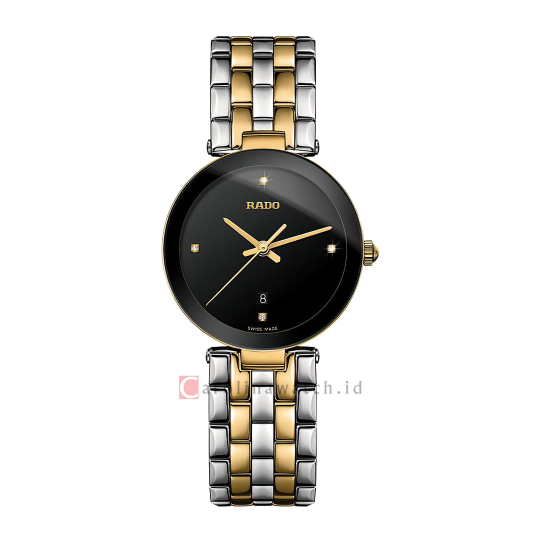 Jam Tangan Rado Florence R48871713 Women Black Dial Dual Tone Stainless Steel Strap