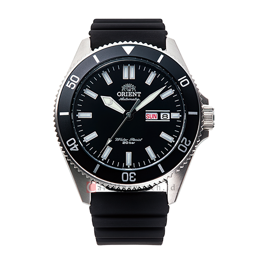 Jam Tangan Orient Mechanical Sports RA-AA0010B Men Black Dial Black Silicone Strap
