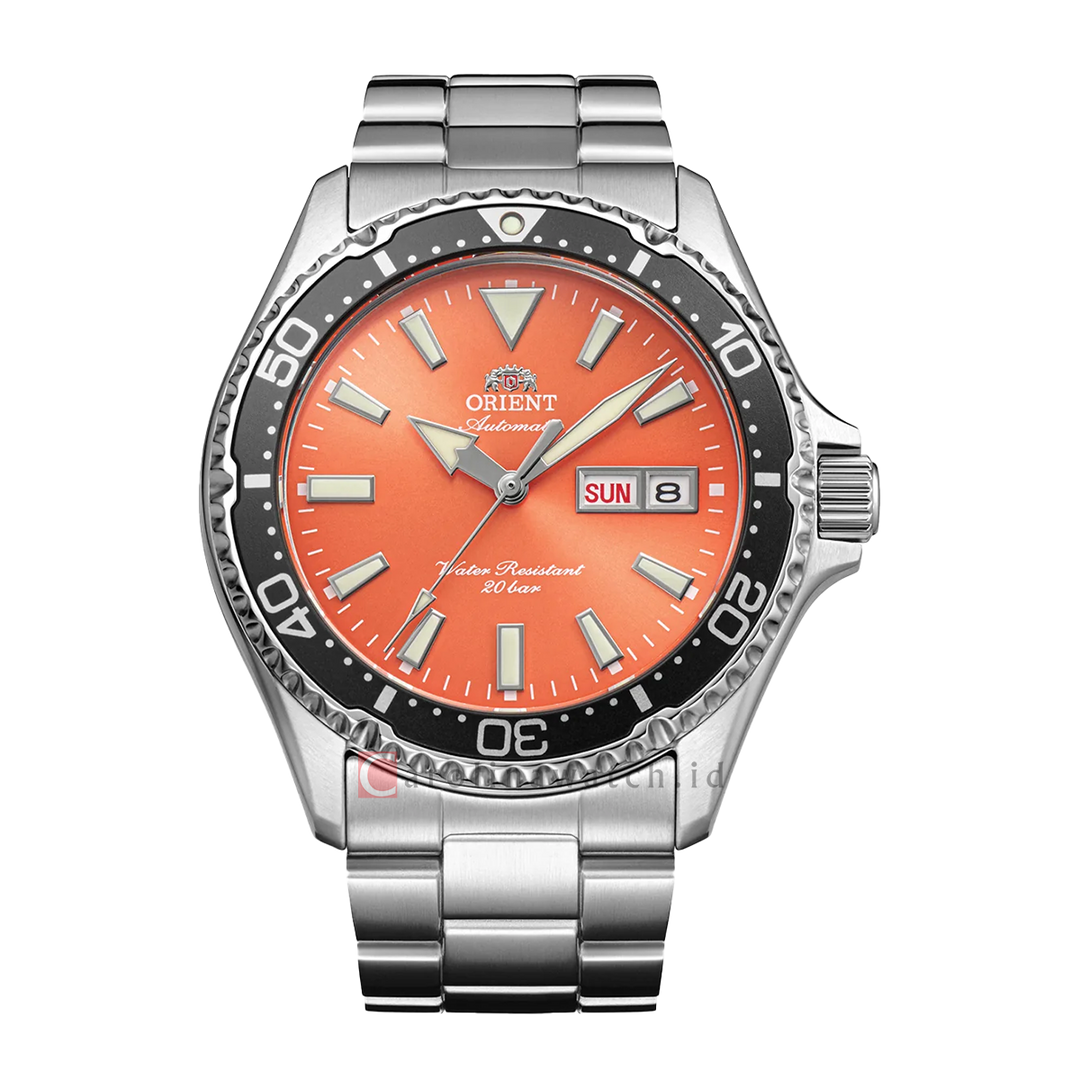 Jam Tangan Orient Diver Design RA-AA0826Y Men Orange Dial Stainless Steel Strap