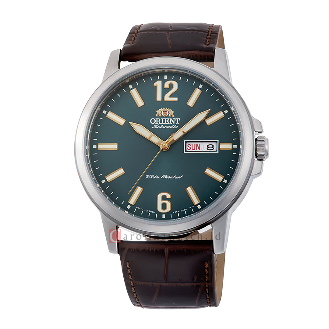 Jam Tangan ORIENT RA-AA0C06E Men Green Dial Brown Leather Strap