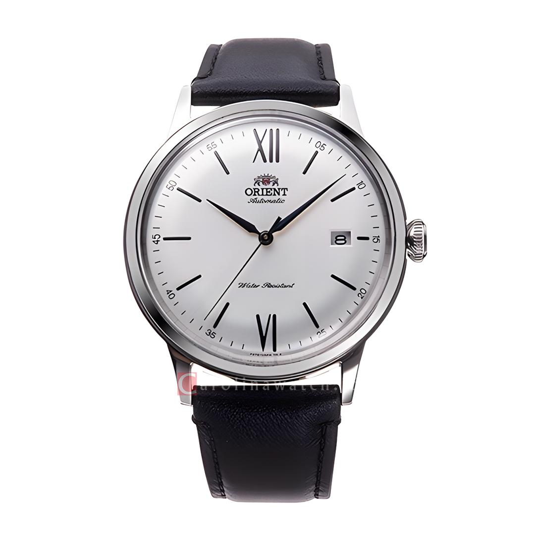Jam Tangan Orient Bambino V6 RA-AC0022S Automatic Men Silver White Dial Black Leather Strap