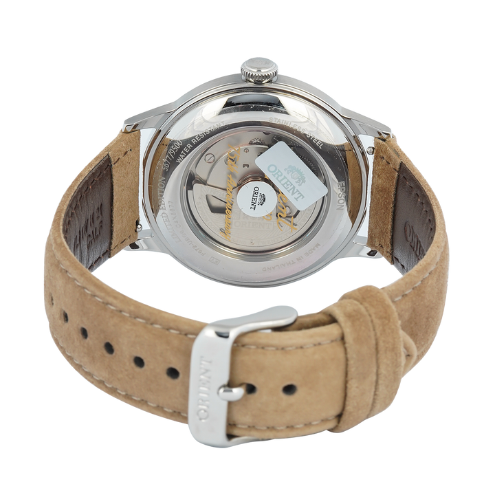 Jam Tangan Orient Classic Bambino 75th Anniversary RA-AC0027S Men White Dial Beige Leather Strap Limited Edition