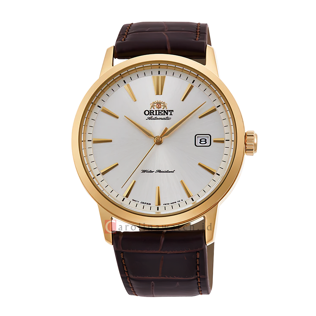 Jam Tangan ORIENT RA-AC0F04S Men Silver White Dial Brown Leather Strap