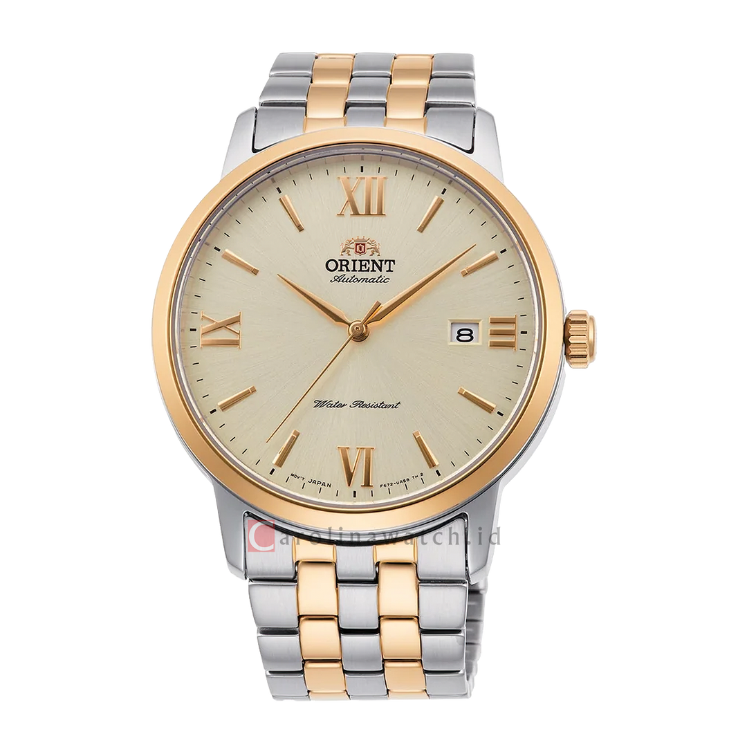 Jam Tangan Orient RA-AC0F08G Men Champagne Dial Dual Tone Stainless Steel Strap