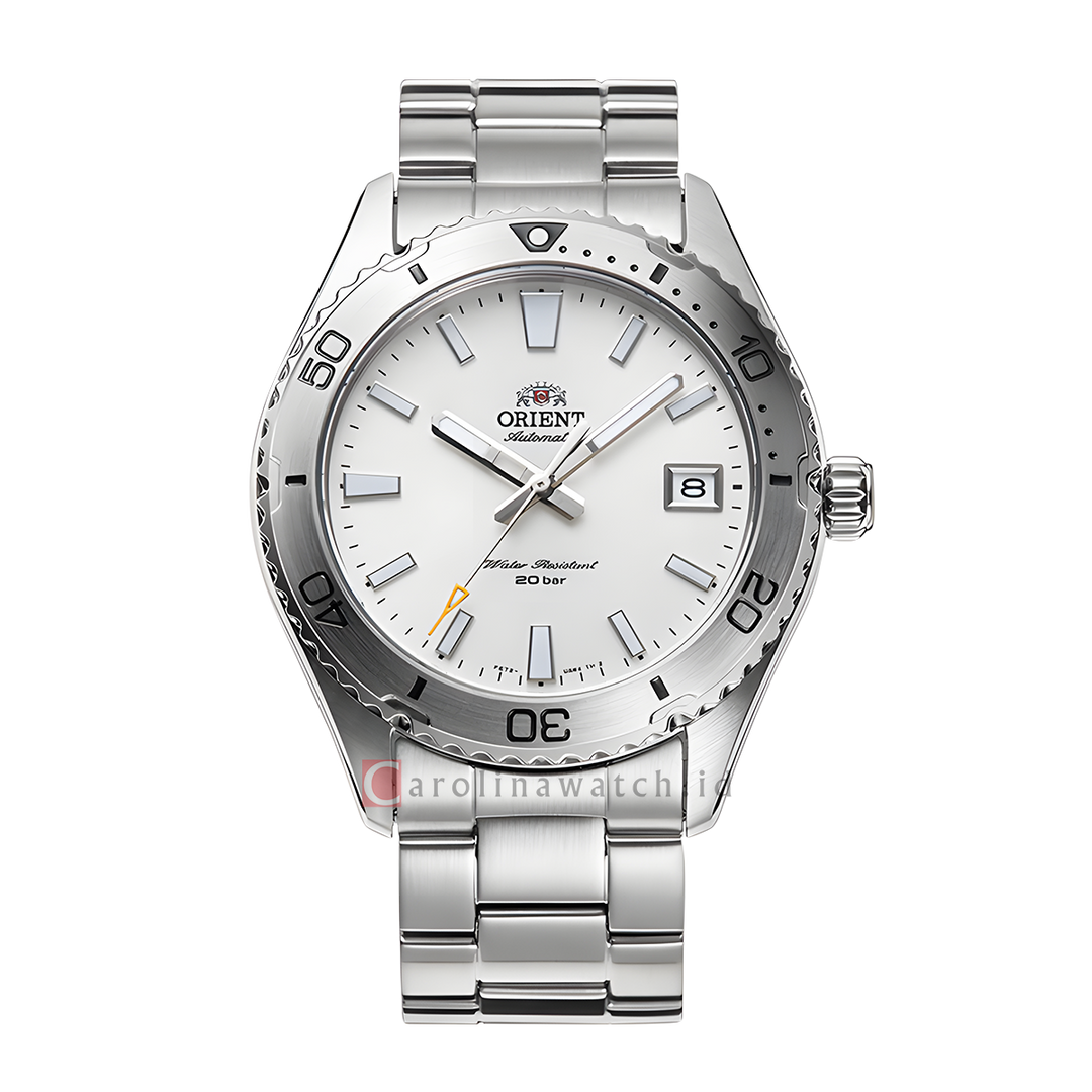 Jam Tangan Orient Mako RA-AC0Q03S Men Automatic Silver Dial Stainless Steel Strap