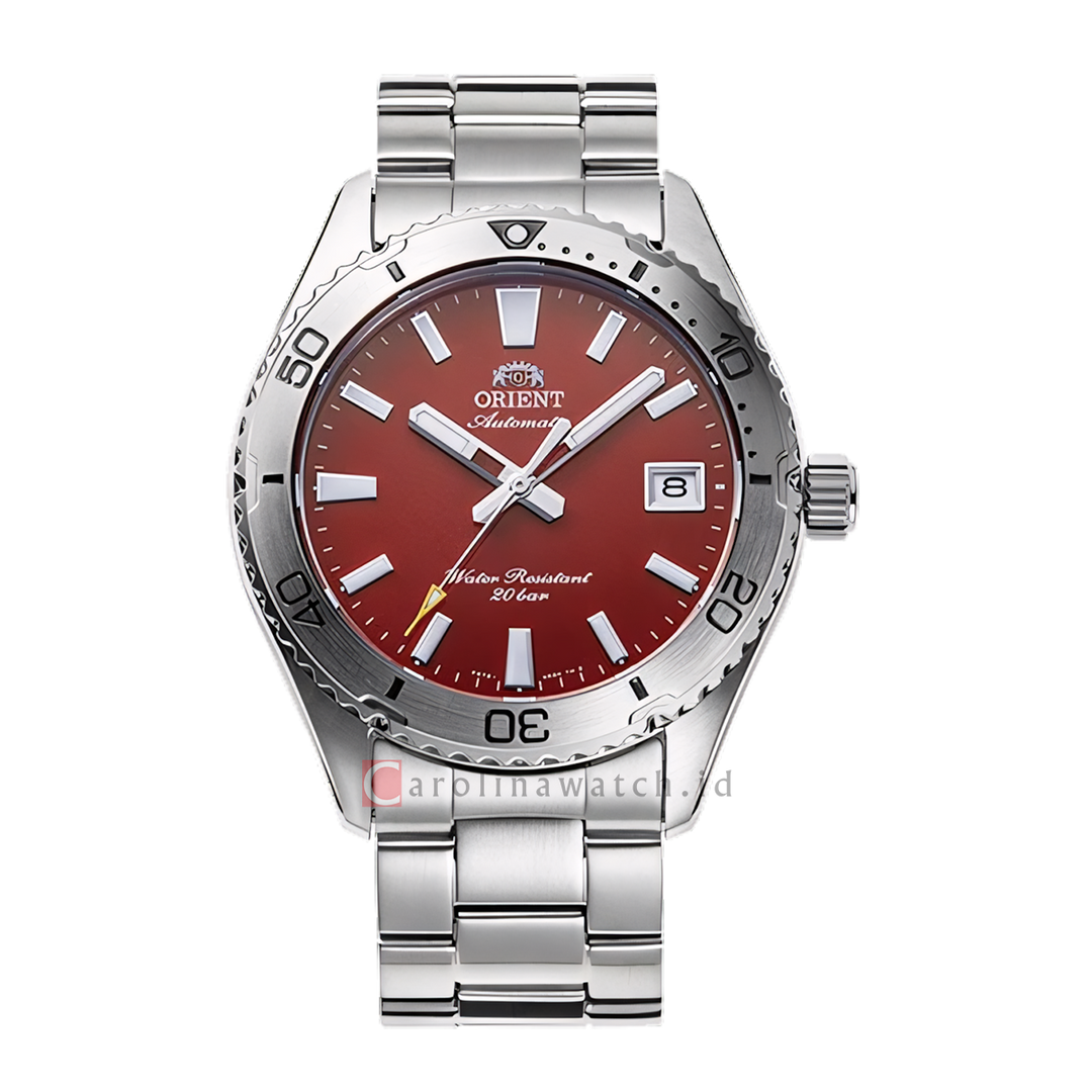 Jam Tangan Orient Mako RA-AC0Q09R Men Red Dial Stainless Steel Strap