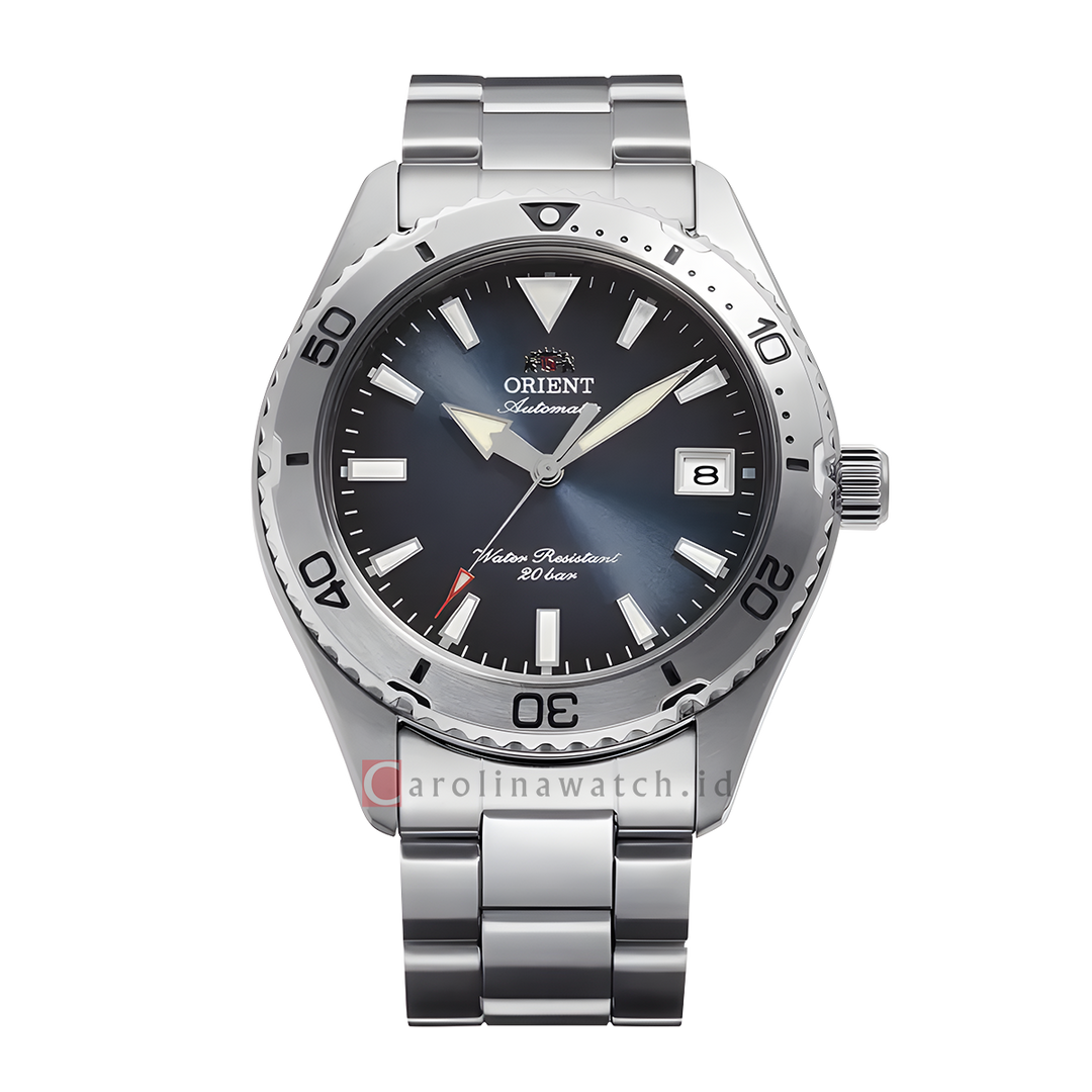 Jam Tangan Orient Diver Design 40 RA-AC0Q14L Automatic Men Navy Blue Gradation Dial Stainless Steel Strap