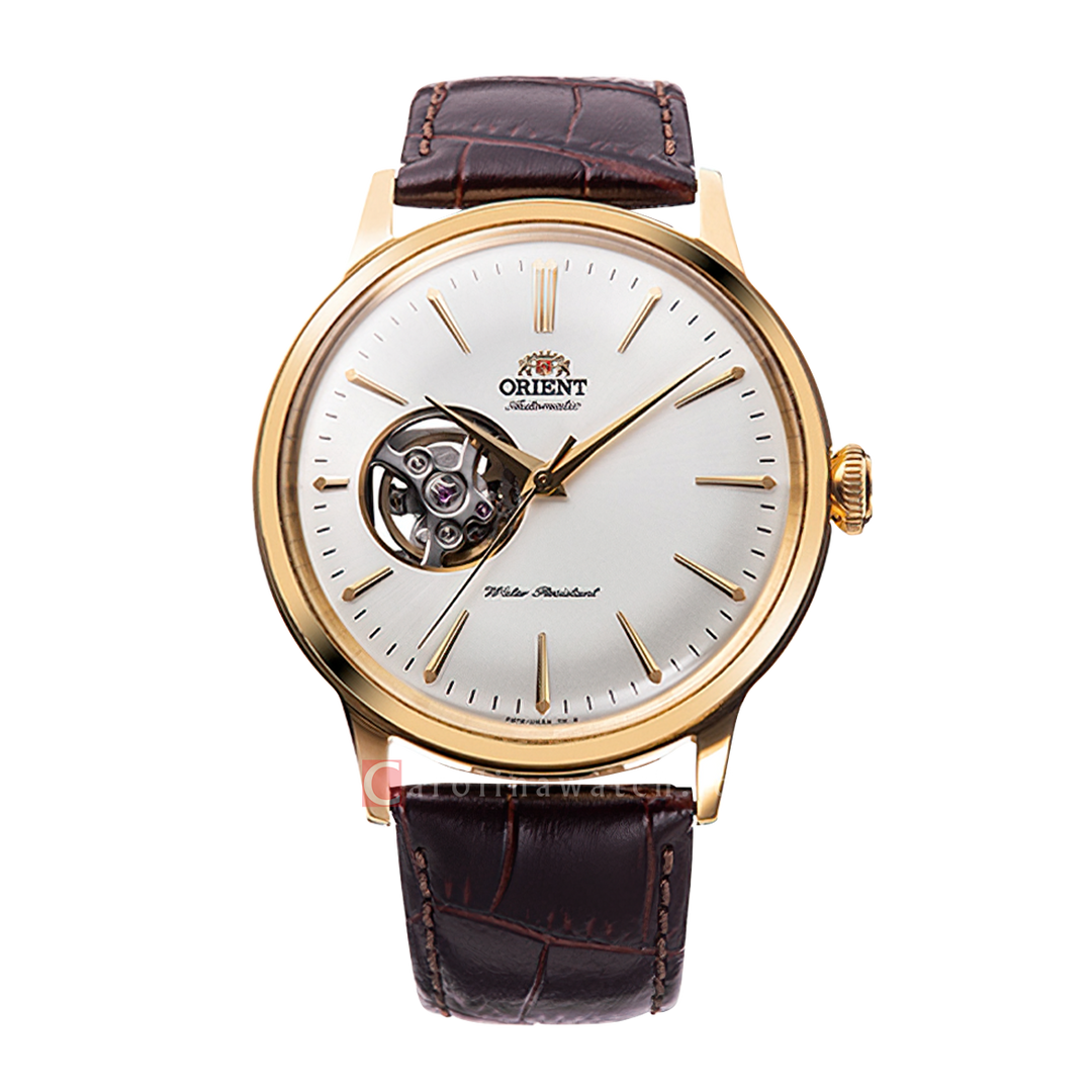 Jam Tangan Orient Classic Automatic RA-AG0003S Men White Open Heart Dial Brown Leather Strap