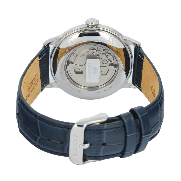 Jam Tangan Orient Mechanical Classic RA-AG0005L Automatic Men Open Heart Blue Dial Blue Leather Strap