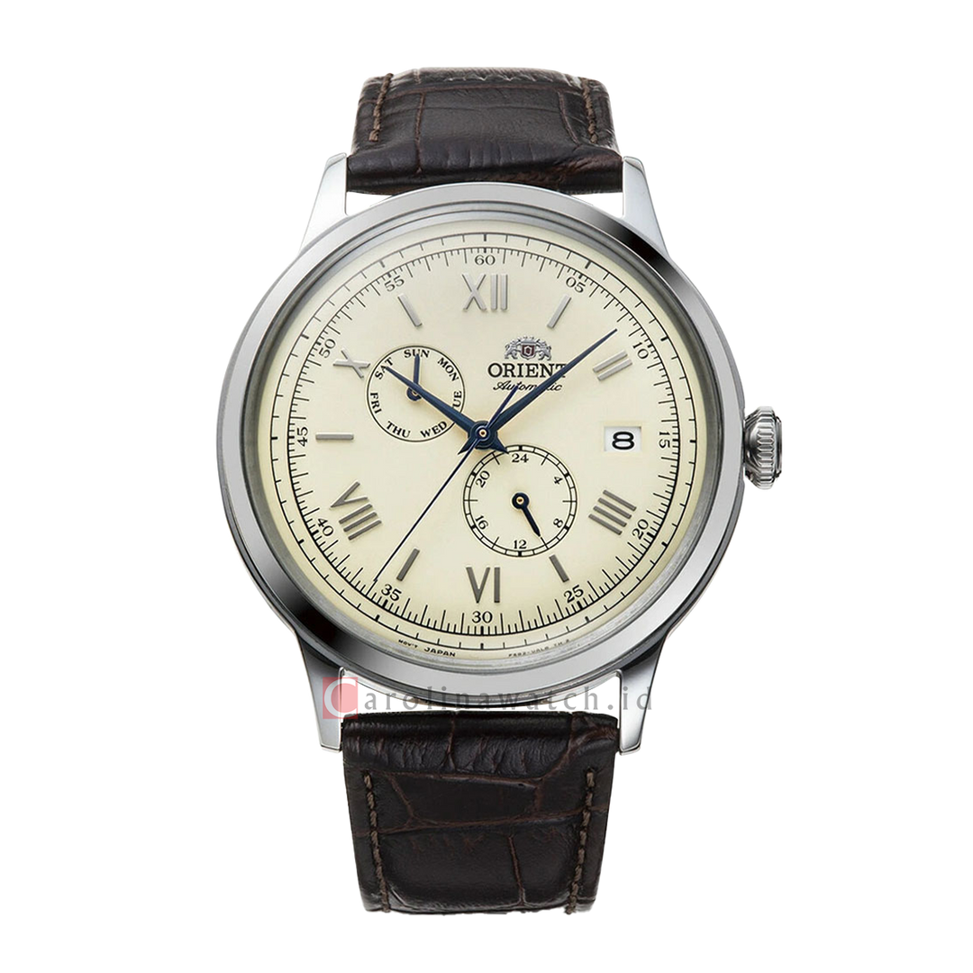 Jam Tangan Orient Classic Bambino RA-AK0702Y Men Beige Dial Dark Brown Leather Strap