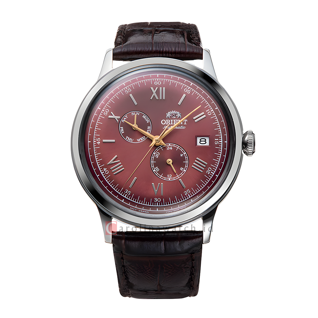 Jam Tangan Orient Bambino RA-AK0705R Men Automatic Red Dial Brown Leather Strap