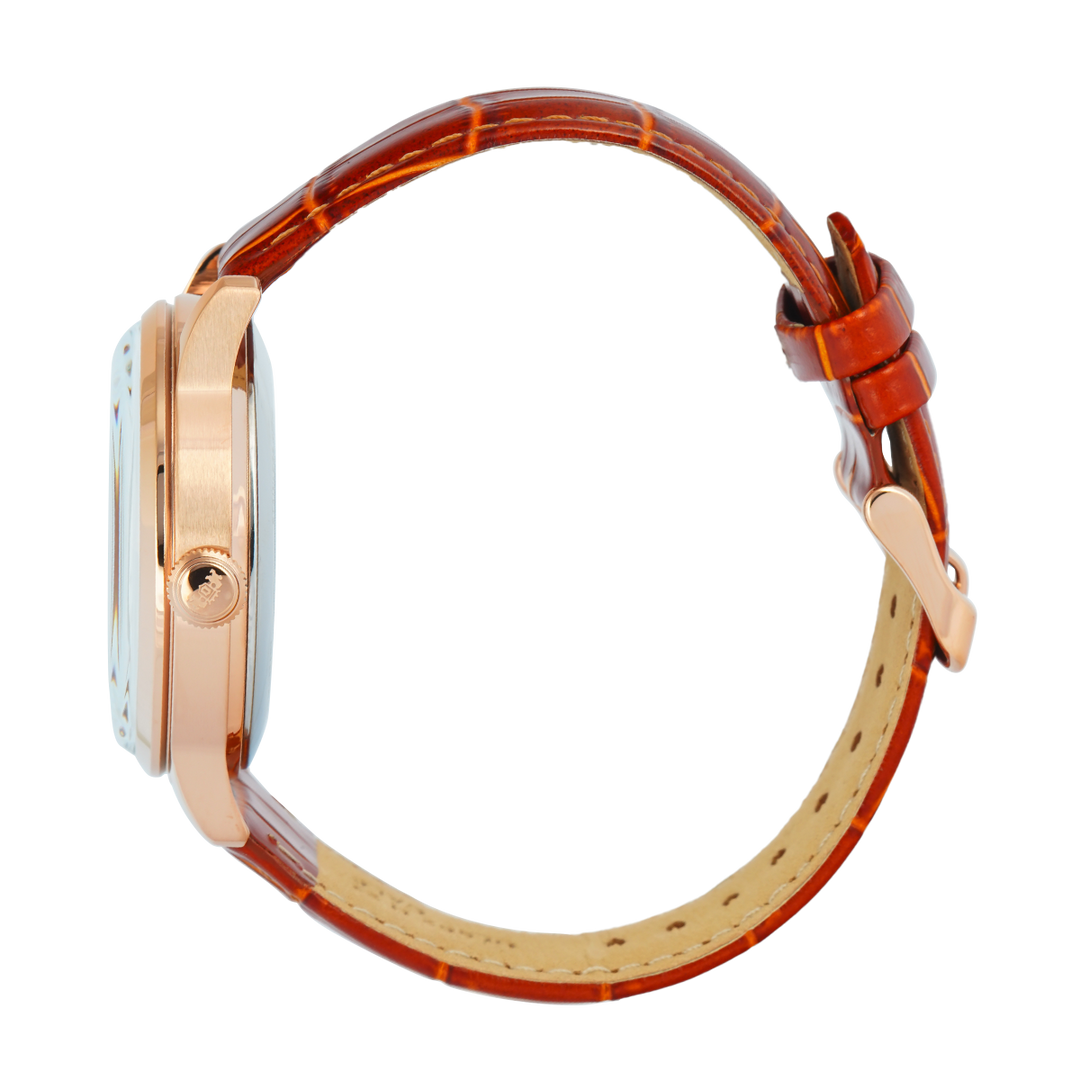 Jam Tangan Orient Classic Bambino RA-AK0801S Automatic Sun & Moon Silver White Dial Brown Leather Strap