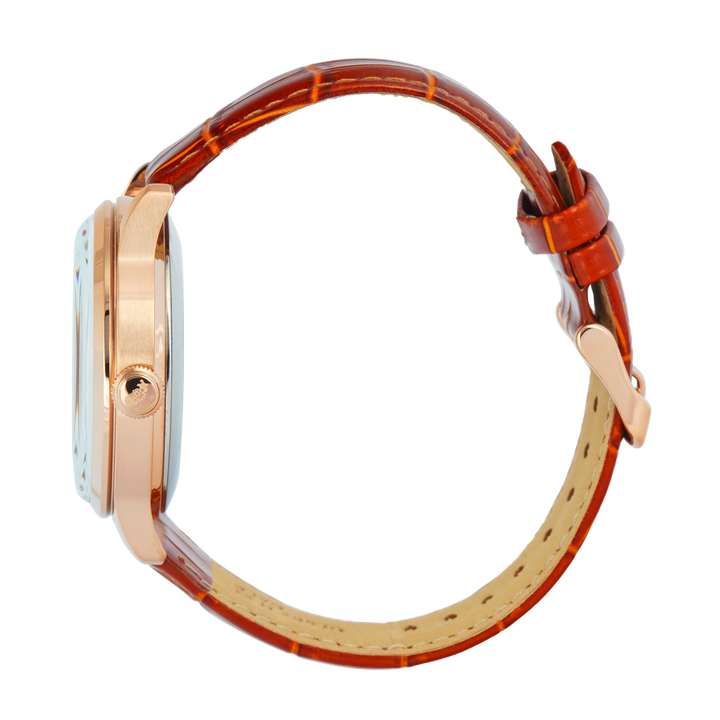 Jam Tangan Orient Classic Bambino RA-AK0801S Automatic Sun & Moon Silver White Dial Brown Leather Strap