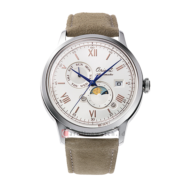 Jam Tangan Orient Classic Bambino 75th Anniversary RA-AK0808S Men Sun & Moon Analog Dial Leather Strap Limited Edition