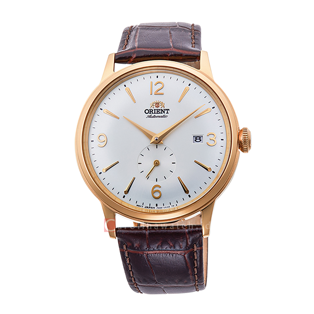 Jam Tangan Orient Bambino Small Seconds RA-AP0004S Men Silver White Dial Brown Leather Strap