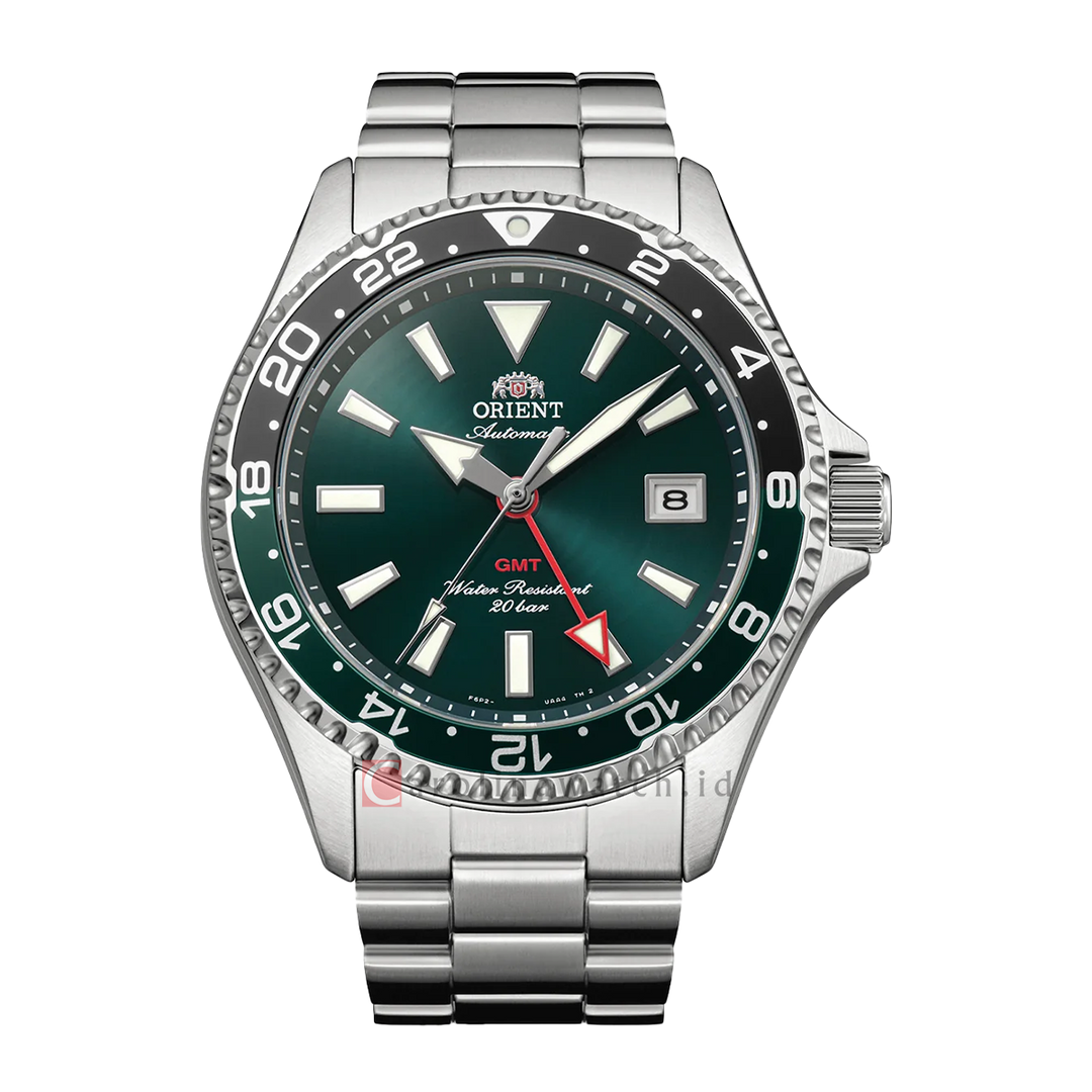 Jam Tangan Orient Diver Design GMT RA-BC0002E Men Green Dial Stainless Steel Strap