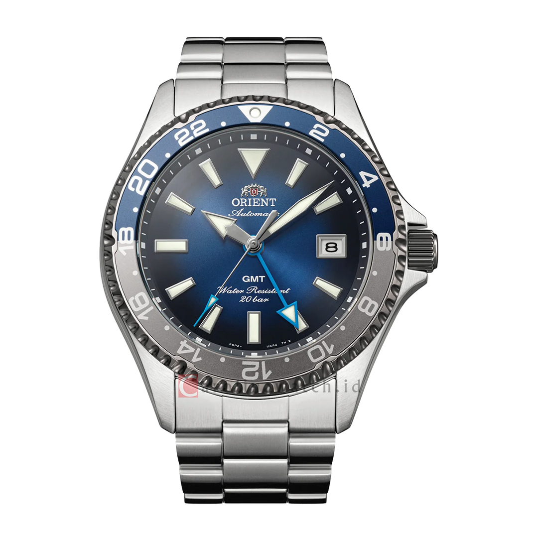 Jam Tangan Orient Diver Design GMT RA-BC0005L Men Blue Gradation Dial Stainless Steel Strap Limited Edition
