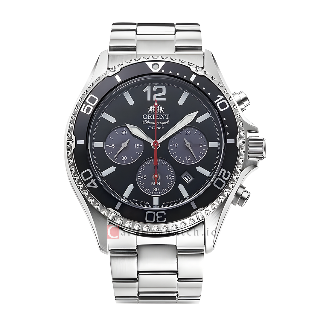 Jam Tangan Orient Sport RA-TX0202B Men Chronograph Dual Tone Dial Metal Strap