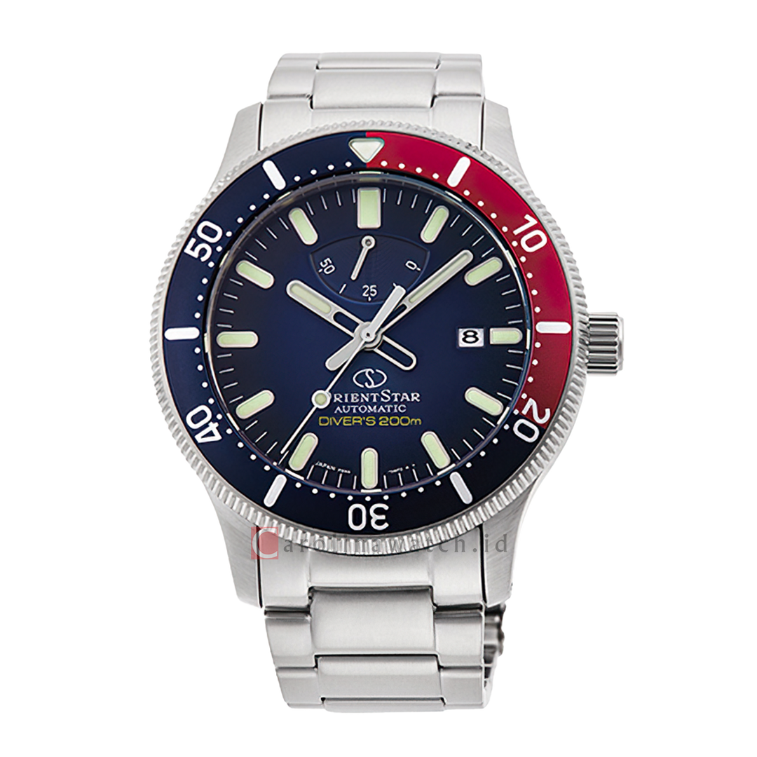 Jam Tangan Orient Star Mechanical Sports RE-AU0306L Men Black Dial Stainless Steel Strap