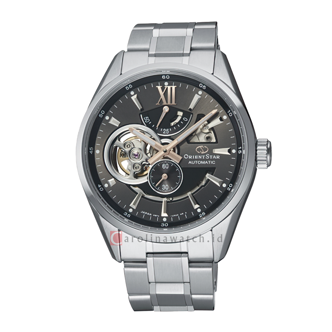 Jam Tangan Orient Star Contemporary RE-AV0004N Men Open Heart Grey Dial Stainless Steel Strap