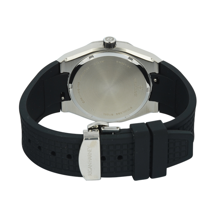 Jam Tangan Regan Harney Regal Sport RH001-01 Men Black Dial Black Rubber Strap