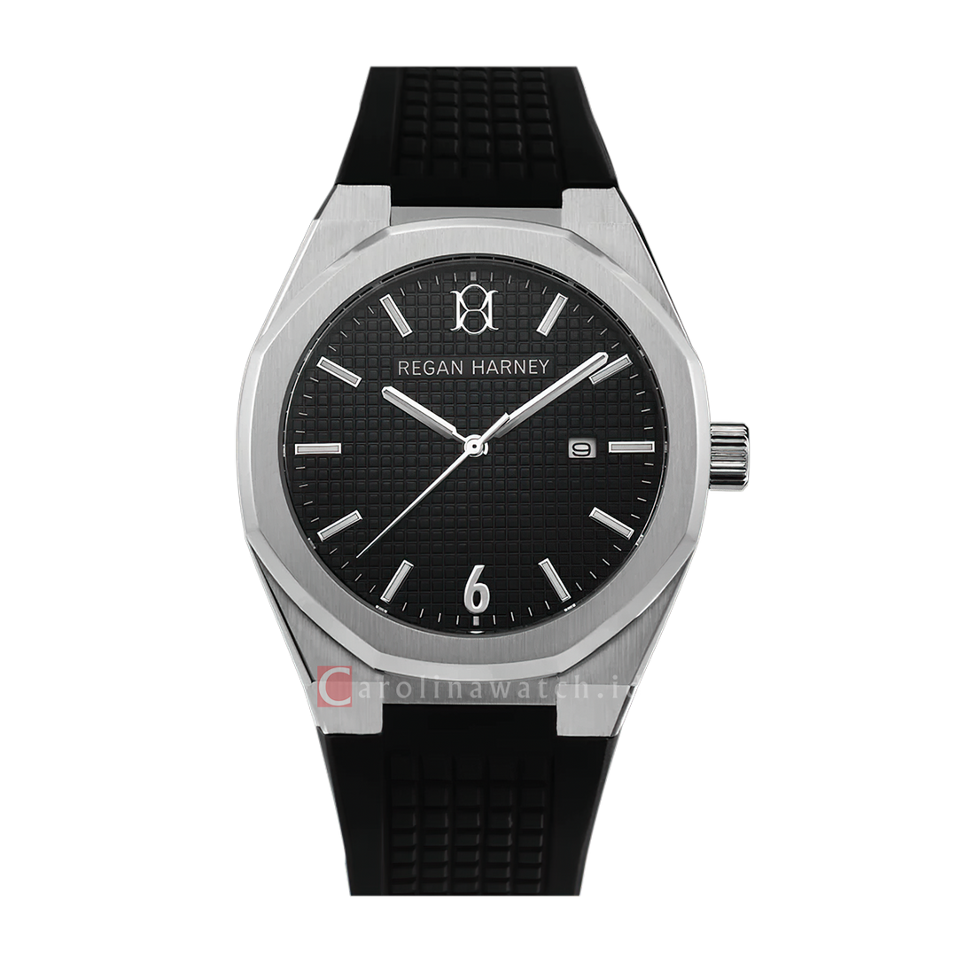 Jam Tangan Regan Harney Regal Sport RH001-01 Men Black Dial Black Rubber Strap