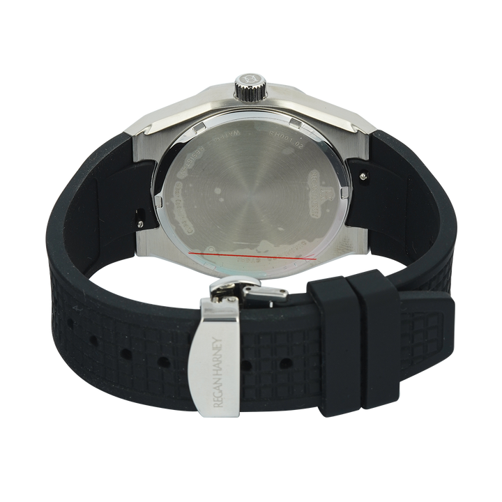 Jam Tangan Regan Harney Regal Sport RH001-02 Men Blue Dial Black Rubber Strap