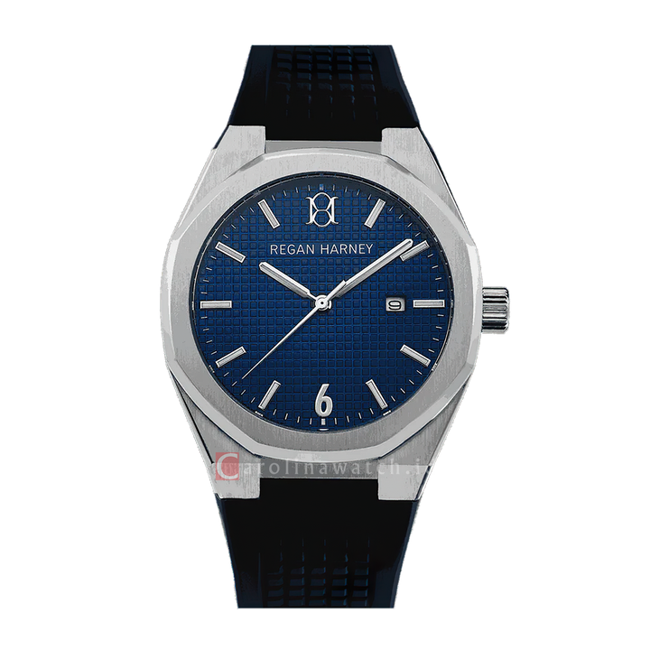 Jam Tangan Regan Harney Regal Sport RH001-02 Men Blue Dial Black Rubber Strap
