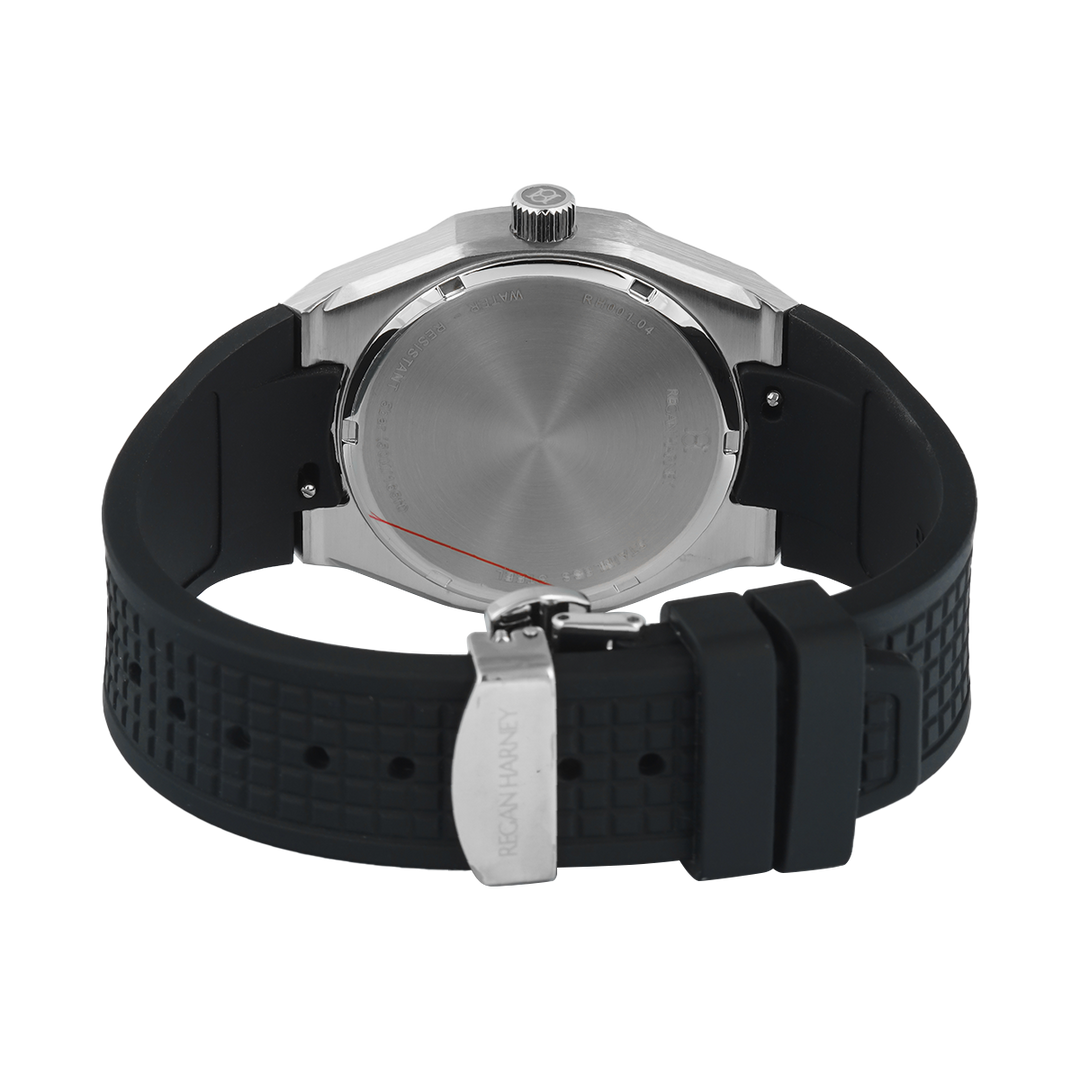 Jam Tangan Regan Harney Regal Sport RH001-04 Men Meteorite Black Dial Black Rubber Strap