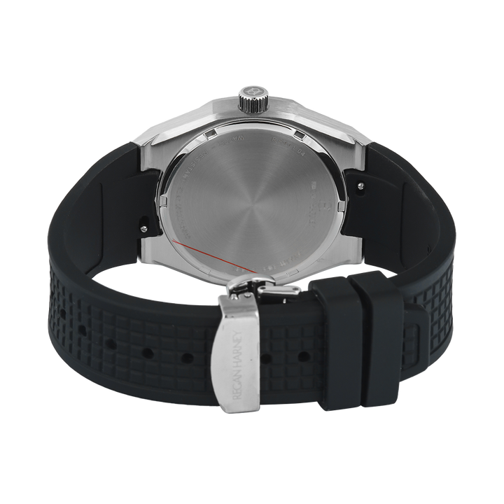 Jam Tangan Regan Harney Regal Sport RH001-04 Men Meteorite Black Dial Black Rubber Strap