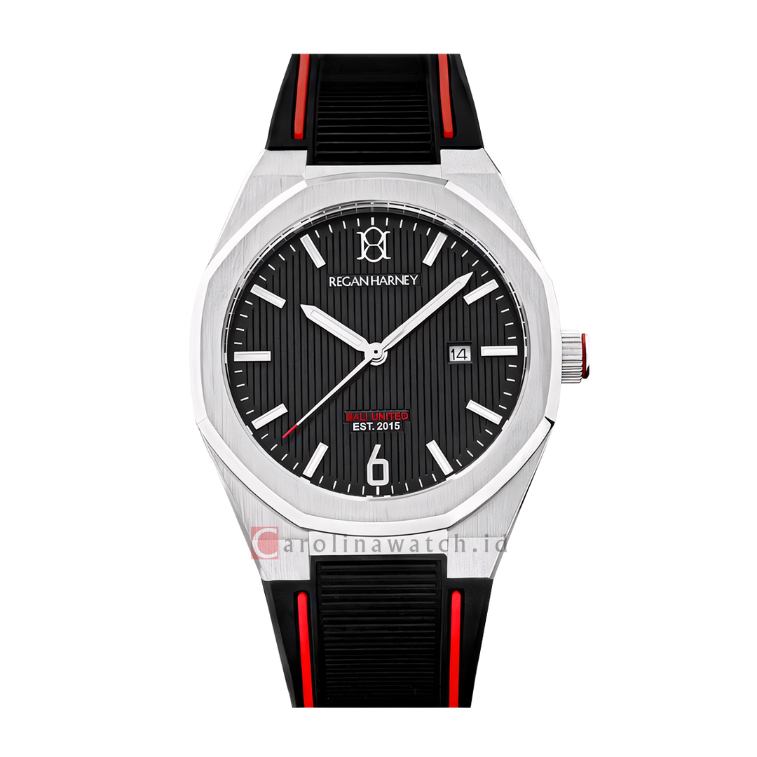 Jam Tangan Regan Harney x Bali United RH001-06L Men  Black Dial Black Rubber Strap Limited Edition